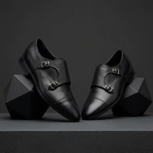Japanese Premium Black_Double_Monk_Strap Leather Shoes