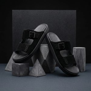 Timeless Comfort Black_Suede_Men's Genuine Leather Slide