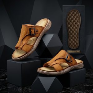 Timeless Comfort Mustard Men's Genuine Leather Sandals