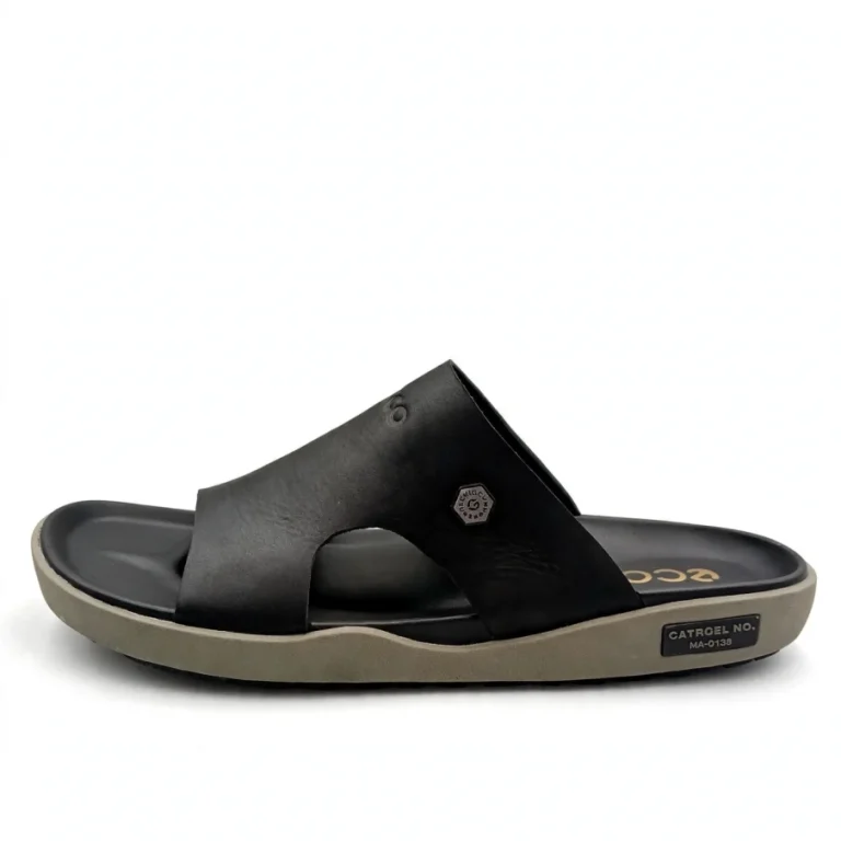 Timeless Comfort Black_Men's Genuine Leathe_ECCO_Slide