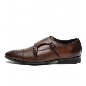 Japanese Premium Brown_Double_Monk_Strap Leather Shoes